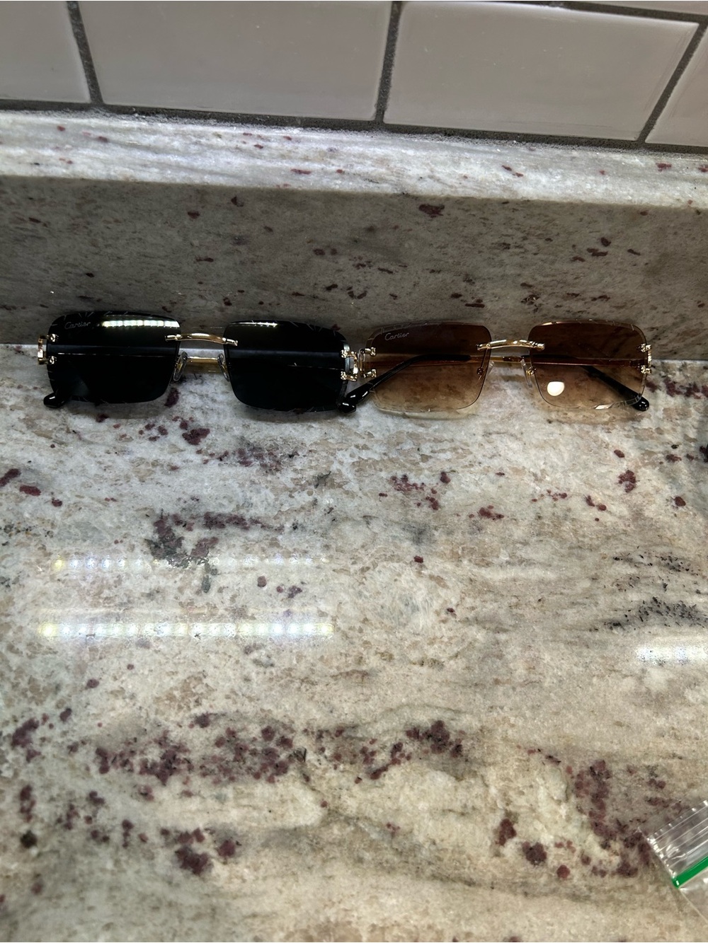 & Other Stories Two-Tone Rimless Men’s Sunglasses — Black & Brown Lenses
